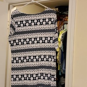 Navy and white sheath dress